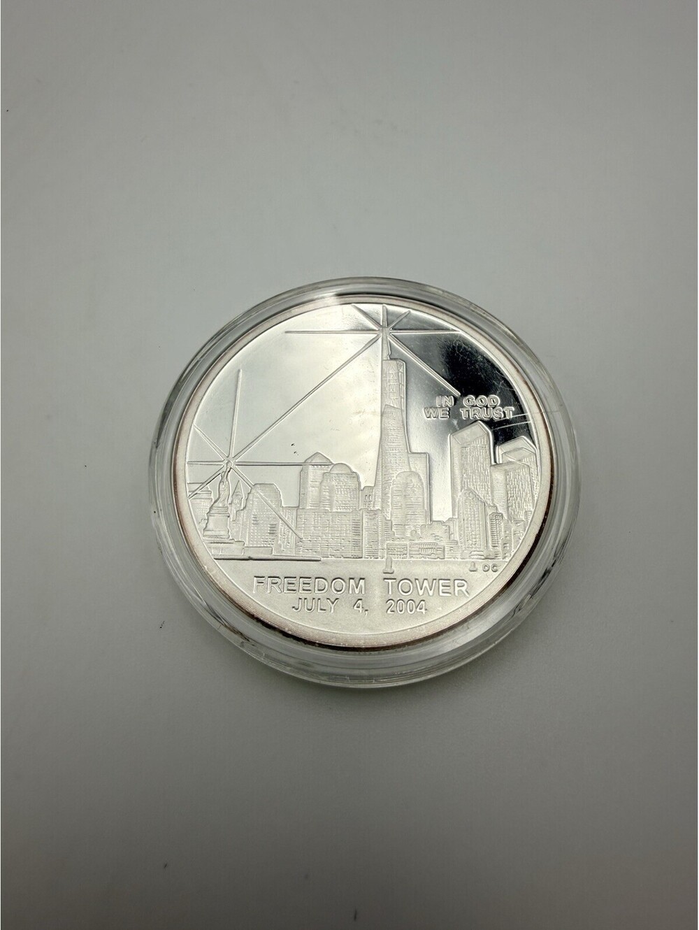 FREEDOM TOWER JULY 4 2004 NYC - Silver Plated Coin IN CAPSULE